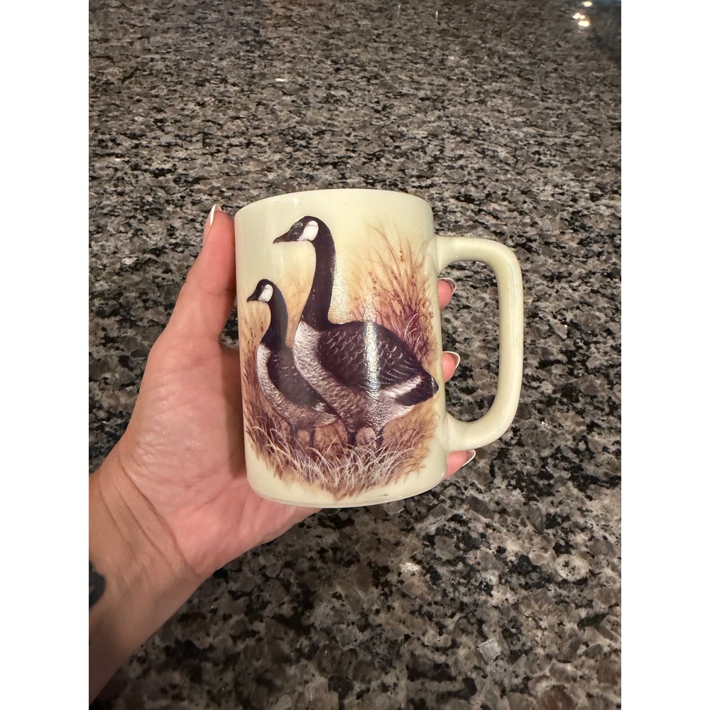 Vintage Otagiri Japan Canadian Geese Ceramic Coffee Mug Wildlife Nature Cream